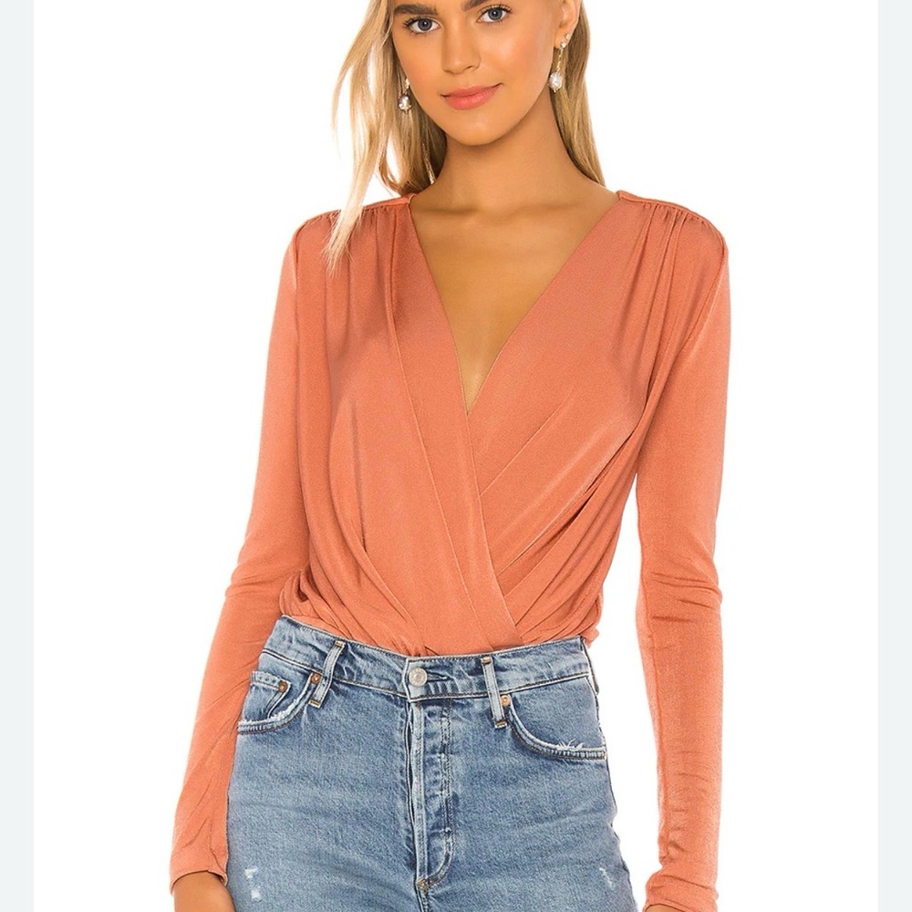 Free People Intimately Rust Wrap Bodysuit Long Sleeve Boho Top